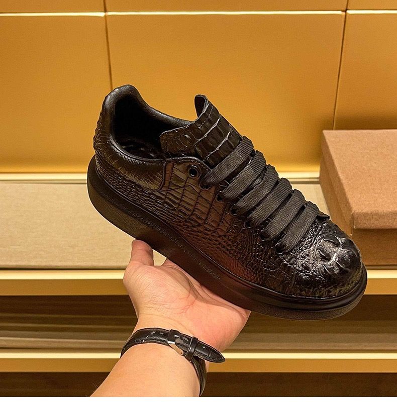 Breathable Mesh Athletic Shoes - 2025年夏 クロコダイル柄 ブラック メンズ 通気性 ランニングシューズ