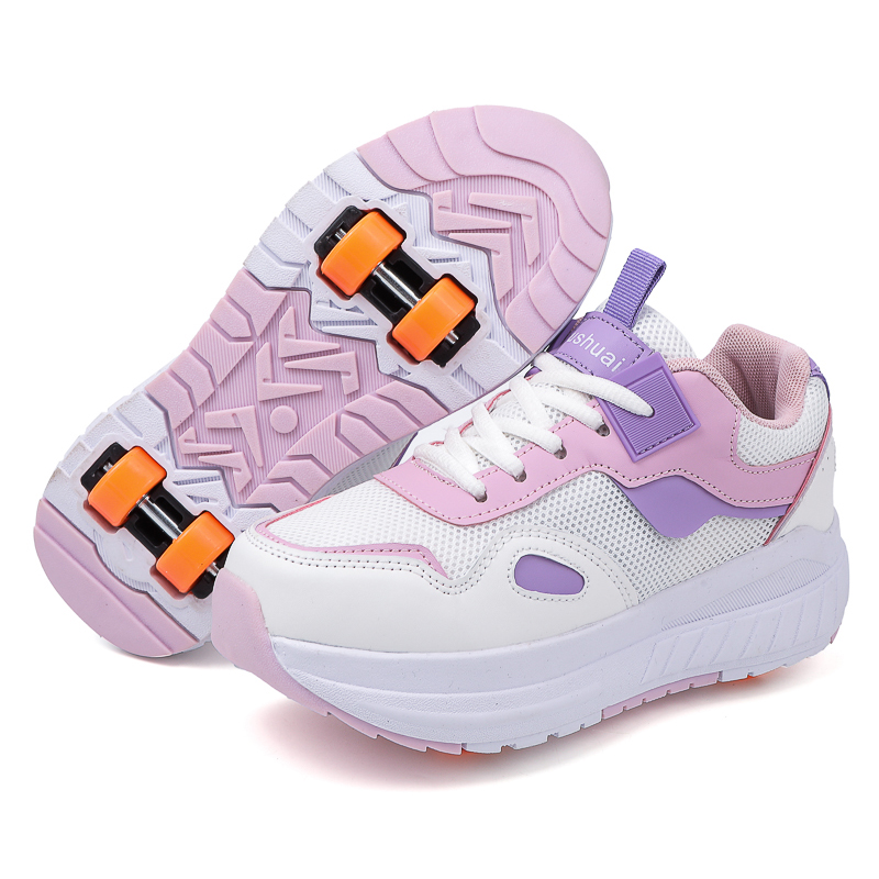 Men'S Shoes - 子供用ローラースケート、4輪、取り外し可能な車輪付きスニーカー、女の子向け、屋外スポーツ用、変形可能な車輪付きシューズ。
