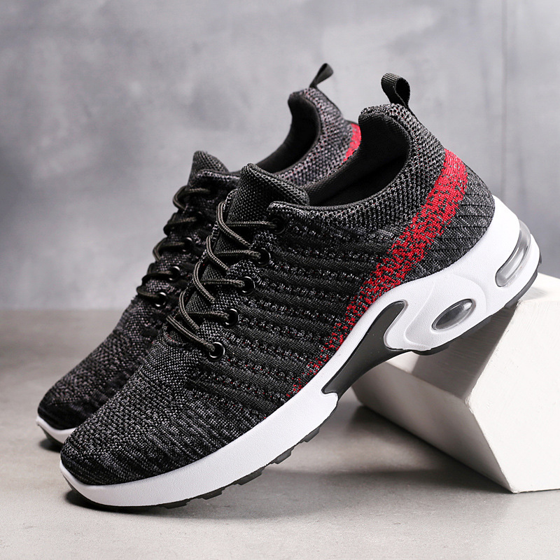 Knit Fabric Lace Up Sneakers - メンズスニーカーニットシューズファッションカジュアルスニーカー通気性スポーツアスレチック軽量メンズスニーカーカジュアルシューズ