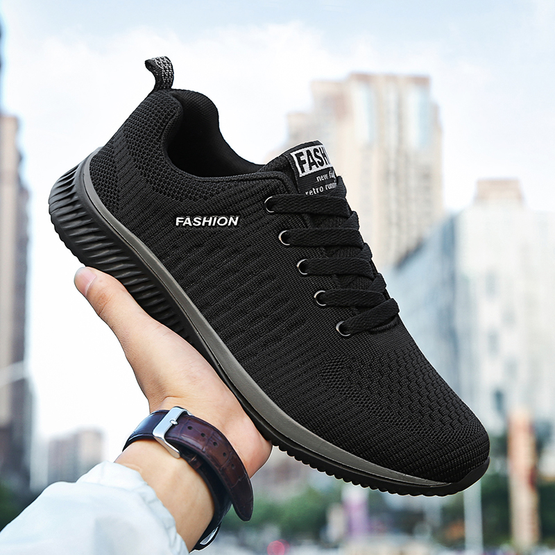 Knit Fabric Lace Up Sneakers - YRZL スポーツシューズ男性用靴スニーカー黒の靴カジュアルメンズニットスニーカー通気性アスレチックランニングウォーキングジムシューズ