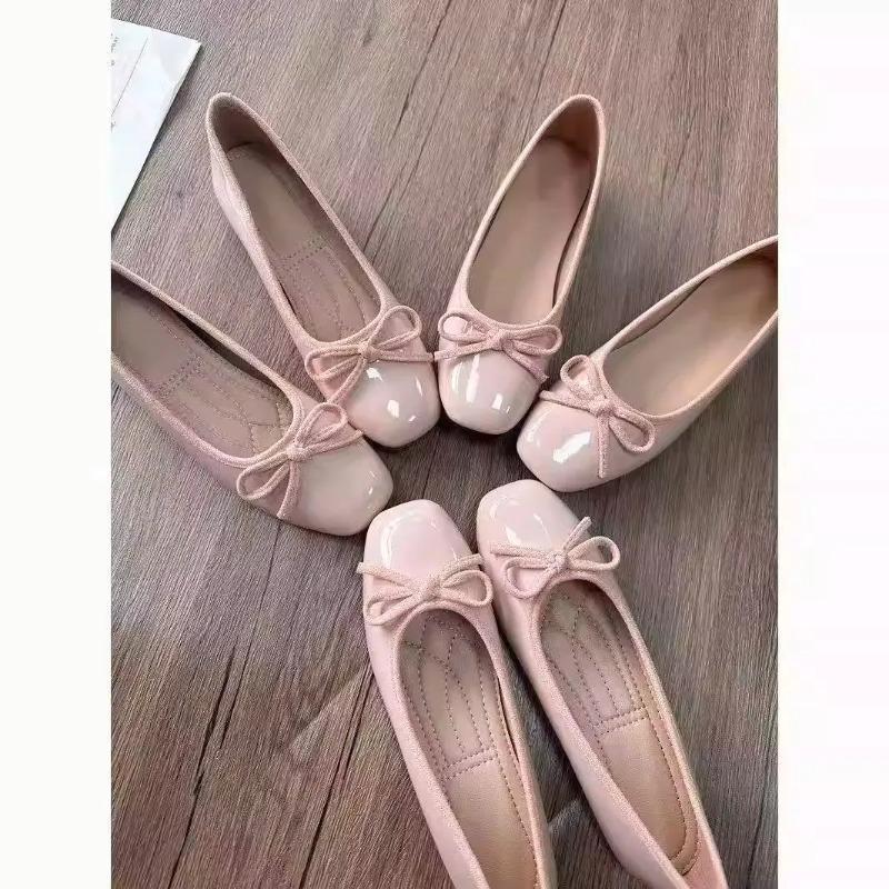レディース バレエシューズ スクエアトゥ リボン スリップオ - Women'S Shoes のレビューと価格