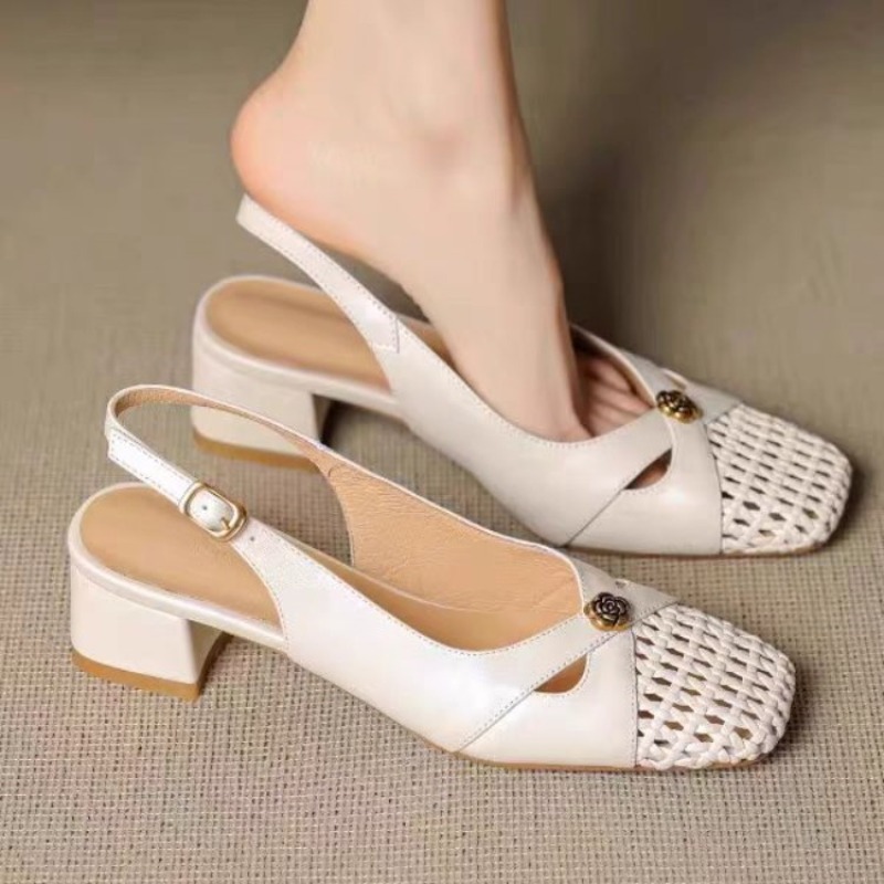 レディース フレンチスタイル クローズドトゥ サンダル、チャ - Sandals のレビューと価格