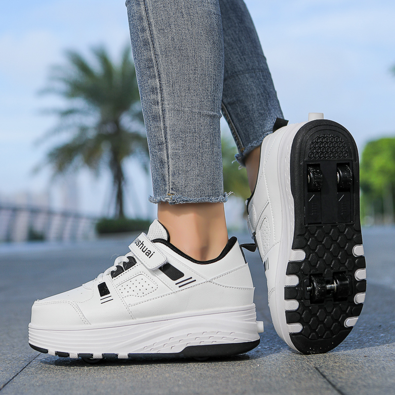 子供用4輪ローラーシューズ、格納式の車輪が付いたスニーカー。 - Men'S Shoes のレビューと価格