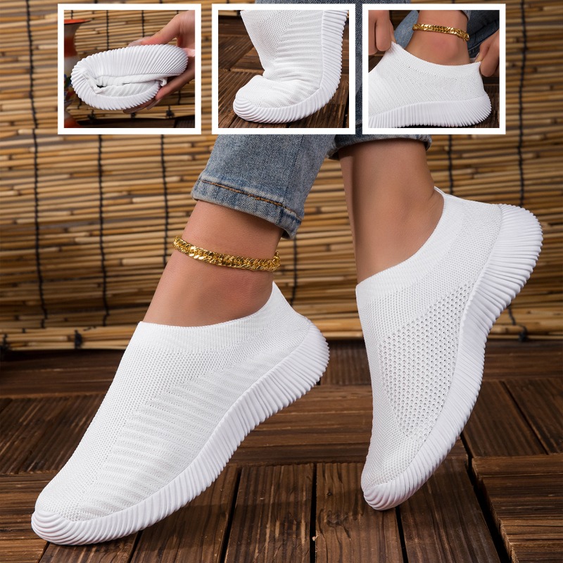 レディーススニーカー 通気性ニットメッシュ 快適フラットレー - Breathable Mesh Athletic Shoes のレビューと価格